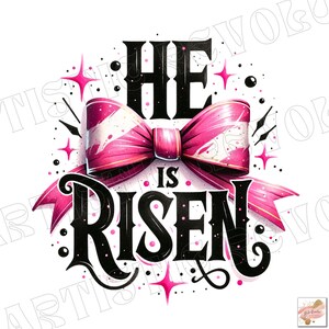 Coquette Ele ressuscitou PNG, Páscoa retrô Png, Mateus 28:6, Páscoa cristã png, Páscoa Jesus png, Versículo da Bíblia Png, Design de pincelada de Páscoa