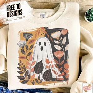 Halloween fall Ghost boho Png, girly Pink Pumpkin Png, Boho Floral Fall Png, Halloween Png, Autumn Vibes Png, Spooky Season Png popular now
