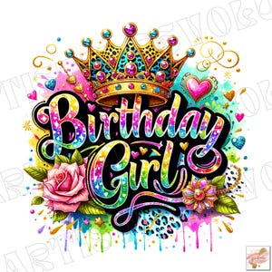Anniversaire fille Png, Sublimation, Anniversaire sublimation, Png coloré, Png léopard, Conception de t-shirt, Téléchargement numérique instantané Png, DTF