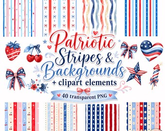 Patriotic 4th of July Striped Png Bundle, Red White Blue Striped Backgrounds, Trendy Summer Stripes Png, Patriotic Stripes png, 4th July Png