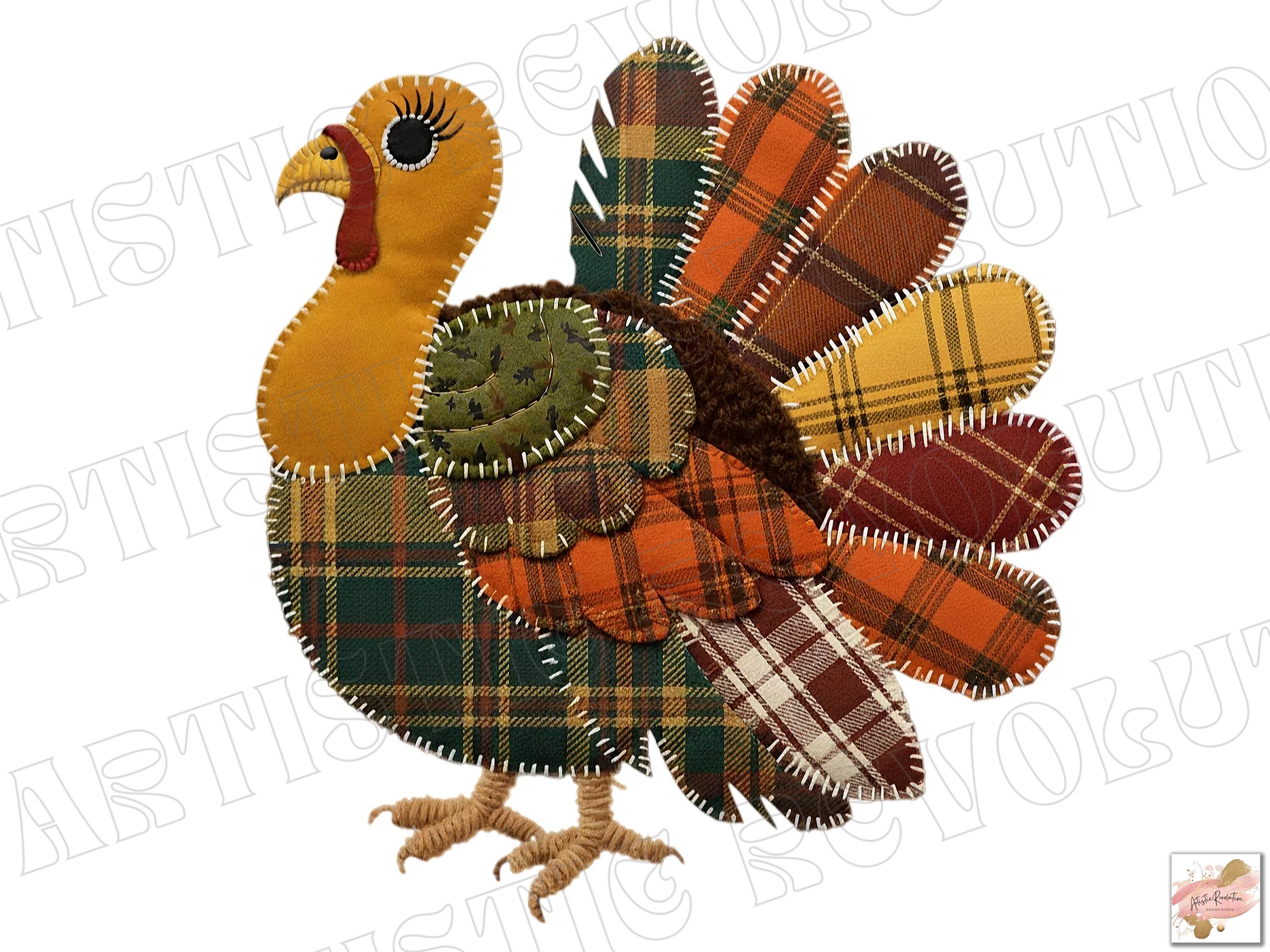 Patchwork Turkey Pattern Patchwork Turkey Png, Patchwork Plaid Thanksgiving PNG, Preppy ...