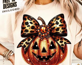 Gold Leopard Coquette Bow Pumpkin Png, Sparkly Pumpkin Png, Fall Shirt Design, Fall Sublimation Pumpkin Patch Png Thanksgiving Png Fall Png