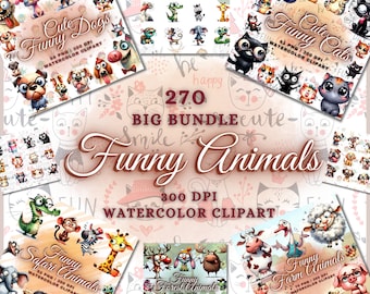 270 Cute Funny Animals Clipart Bundle, Cute Funny Animals Png, Cute Baby Farm Animals, Funny Woodland Animals, Funny Dogs Clipart Funny Cats
