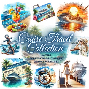 Aquarelle des cliparts nautiques, 26 PNG, des cliparts croisière d'été, bateau de croisière Png, des cliparts voyage, des cliparts océan, été PNG, des cliparts vacances