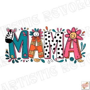 Mama png, Bunt, Kariert, Zebradruck, Dalmatiner Punkte, Handbeschriftet, Muttertag, Digitale Datei, Sublimation, DTF, Sublimations Clipart