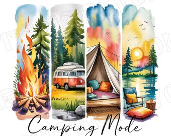 Pinceladas de camping PNG, verano retro PNG, aventura familiar, diseño de sublimación, exteriores, diseño de camiseta de camping, estilo camping vintage