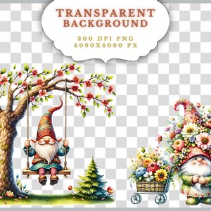 115 Watercolor Spring Garden Gnomes Clipart Bundle, Cute Gnomes Png ...