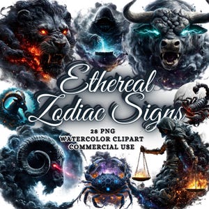 25 eteriska stjärntecken clipart png-set, astrologi clipart, horoskop tecken fantasy clipart himmelsk clipart zodiak sublimering zodiak png