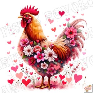 Florale Huhn Valentine png, Valentinstag Huhn png, Valentinstag PNG, Huhn Liebhaber Png, Valentinstag Huhn Png, Western Valentinstag Png