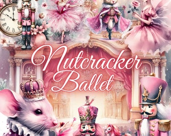 Weihnachten Rosa Nussknacker Clipart Bundle, Ballett Clipart, Nussknacker Ballett, Ballerina Clipart, Ballett Nussknacker Png, Weihnachtscliparts Png