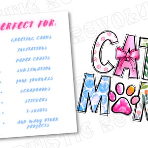 Retro Floral Cat Mom Png, Coquette Bow Cat Mom Png, Mama Mom File ...