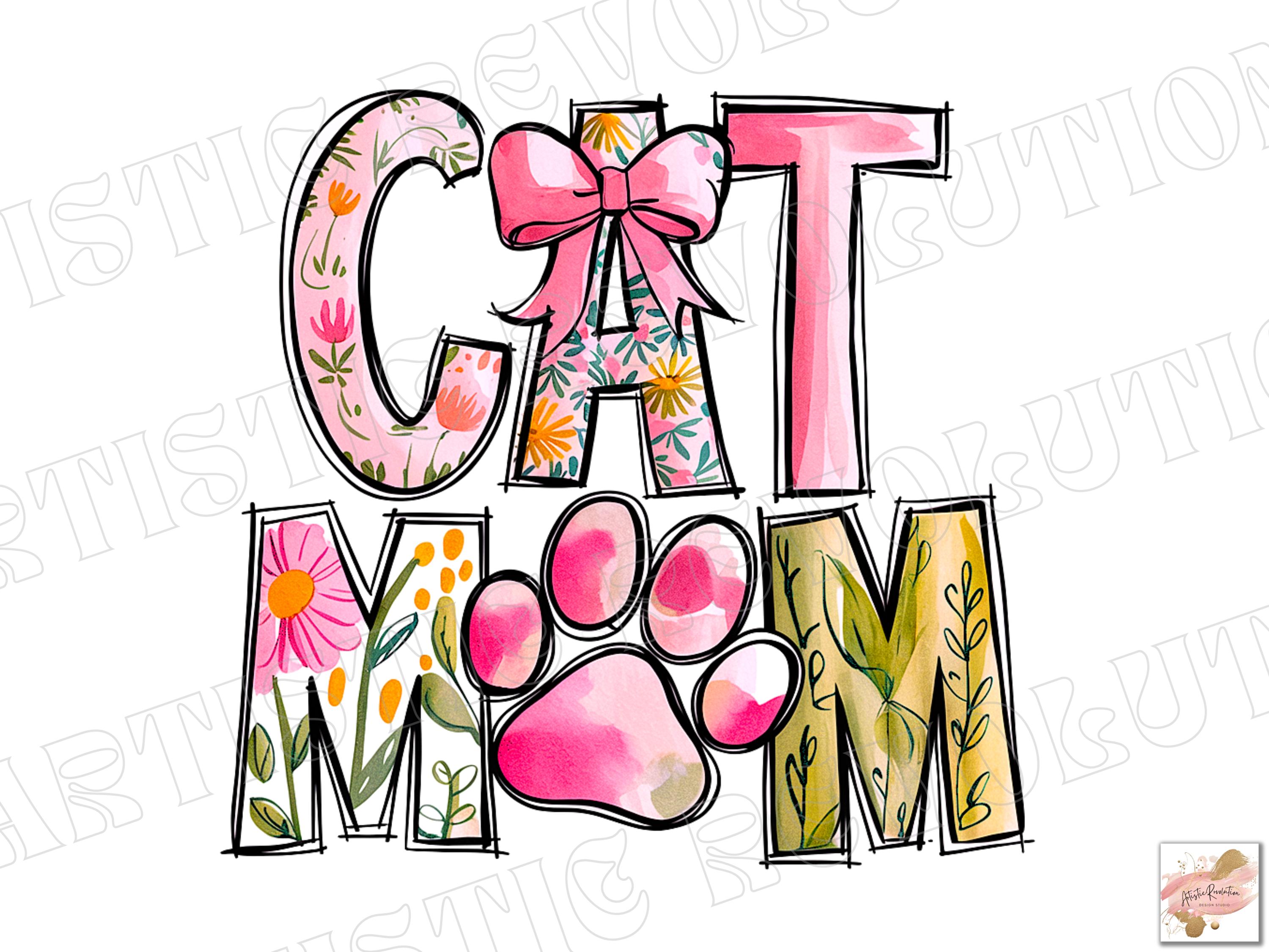 Retro Floral Cat Mom Png, Coquette Bow Cat Mom Png, Mama Mom File ...