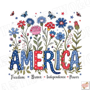 Blommig amerikansk png, blommig penseldrag USA png, retro amerikansk png, 4 juli png, 4 juli sublimeringsdesign, patriotisk png, flickaktigt png