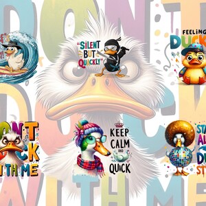 43 Funny Quotes Duck Clipart Bundle, Cute Bird Png Bundle, Watercolor Birds Clipart Png, Funny Birds Sublimation Png, Funny Quotes Bundle image 4