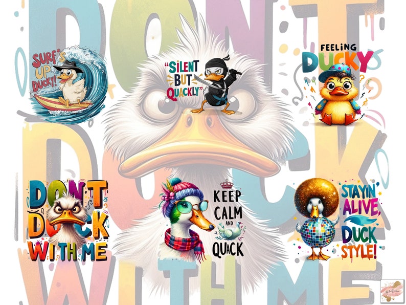 43 Funny Quotes Duck Clipart Bundle, Cute Bird Png Bundle, Watercolor Birds Clipart Png, Funny Birds Sublimation Png, Funny Quotes Bundle image 4