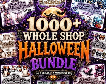 1000+ Whole Shop Halloween Png Bundle, Coquette Halloween Clipart Bundle Halloween Ghost Pumpkin Witch Bats Skeletons Spooky Sublimation Png