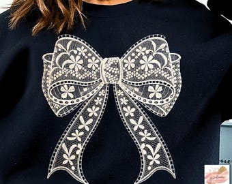 Spitze Schleife Png Spitze Kokette Schleife Png Blumen Bogen Png Chinoiserie Png Frühling Schwarz und Weiß Spitze Bögen Png Bündel Girly Trending Muttertag