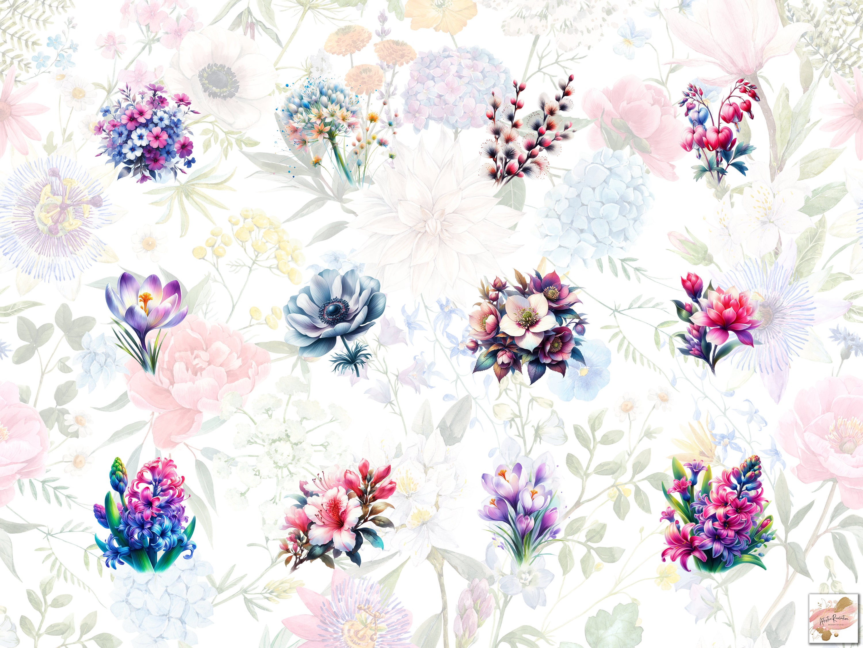 200 Watercolor Spring Flowers Clipart Bundle, Spring Wildflowers Png ...