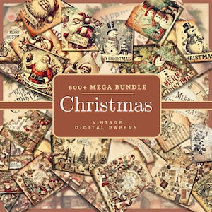 Vintage Christmas Ephemera Papers Vintage Christmas Digital Paper Bundle Vintage Christmas Junk Journal Papers Retro Christmas Backgrounds
