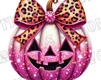 Sparkly Pumpkin Png, Leopard Bow Pumpkin Png, Fall Shirt Design, Fall Sublimation Png, Pumpkin Patch Png, Thanksgiving Png, Fall Png