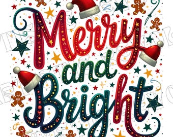 Png feliz y brillante, diseño de sublimación, png de neón colorido, png de Navidad, png de felices fiestas, diseño de camiseta, descarga digital Png, DTF
