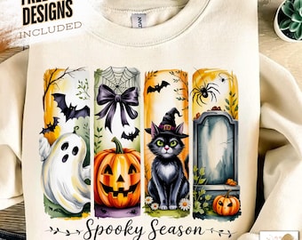 Spooky Season Png, Vintage Halloween Ghost Png, Coquette Fall Pumpkin Shirt Design, Halloween Brushstroke Sublimation, Witchy Vibes Png