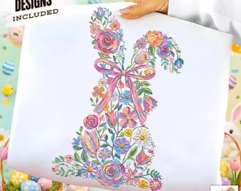 Brushstroke Easter Bunny Png, Hand-painted Floral Easter Bunny Png, Coquette Easter Bunny Png, Preppy Easter Png, Spring Easter Sublimation