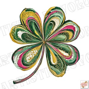 Dia de São Patrício Glitter Shamrock PNG, Design de Sublimação de Trevo de Quatro Folhas, Camisa Estilo Lantejoula Dia de São Patrício, Transferência DTF para Artesanato
