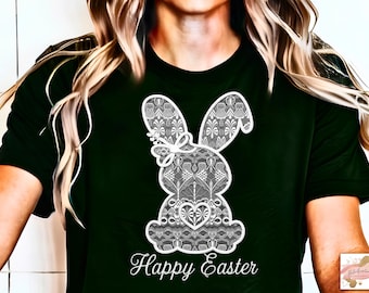 Witte kant konijnencoquette strik png, pasen png, kant strik konijntje png, vrolijk Pasen png, lente png, kant paascoquette png, nepborduurwerk