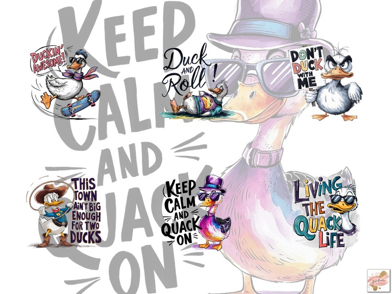 43 Funny Quotes Duck Clipart Bundle, Cute Bird Png Bundle, Watercolor Birds Clipart Png, Funny Birds Sublimation Png, Funny Quotes Bundle image 6