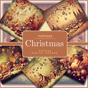 Vintage Christmas Ephemera Papers, Vintage Christmas Digital Paper Bundle, Vintage Christmas Junk Journal Papers Retro Christmas Backgrounds