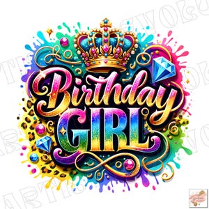 Menina de aniversário Png, Design de sublimação, Sublimação de aniversário, Png colorido, Leopardo Png, Design de camiseta, Download digital instantâneo Png, DTF