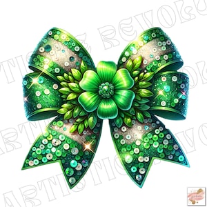Glitter Coquette St Patrick&#39;s Day PNG, Coquette St Patty&#39;s Day png, Lucky Shamrock PNG, St Patricks Bow Png, Lucky Charm Png, Irish Png