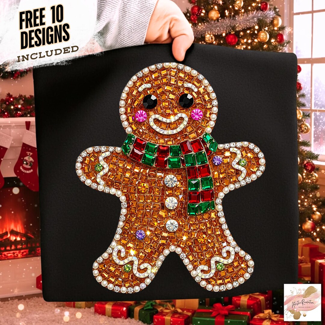 Rhinestone Christmas Gingerbread Man Png, Jeweled Diamond Gingerbread ...