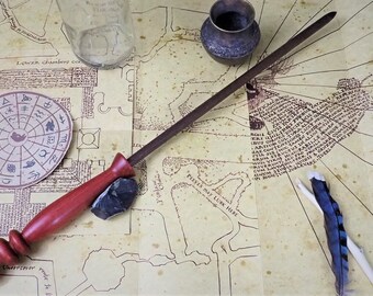 Wand, Chakte Kok and Peruvian Walnut with Chickcharney Feather Core