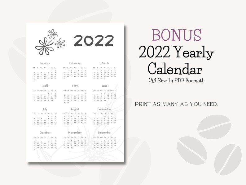 Monthly Calendar 2022 Printable 12 Month Wall Calendar Etsy India 