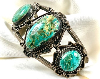 Vintage Southwestern Türkis und Sterling Silber Manschettenarmband
