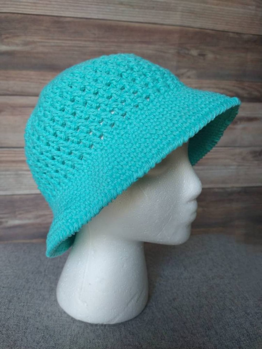 Handmade Crochet Summer Bucket Hat, Summer Hat, 100 Cotton, Women's Sun Hat, Aqua Blue Etsy