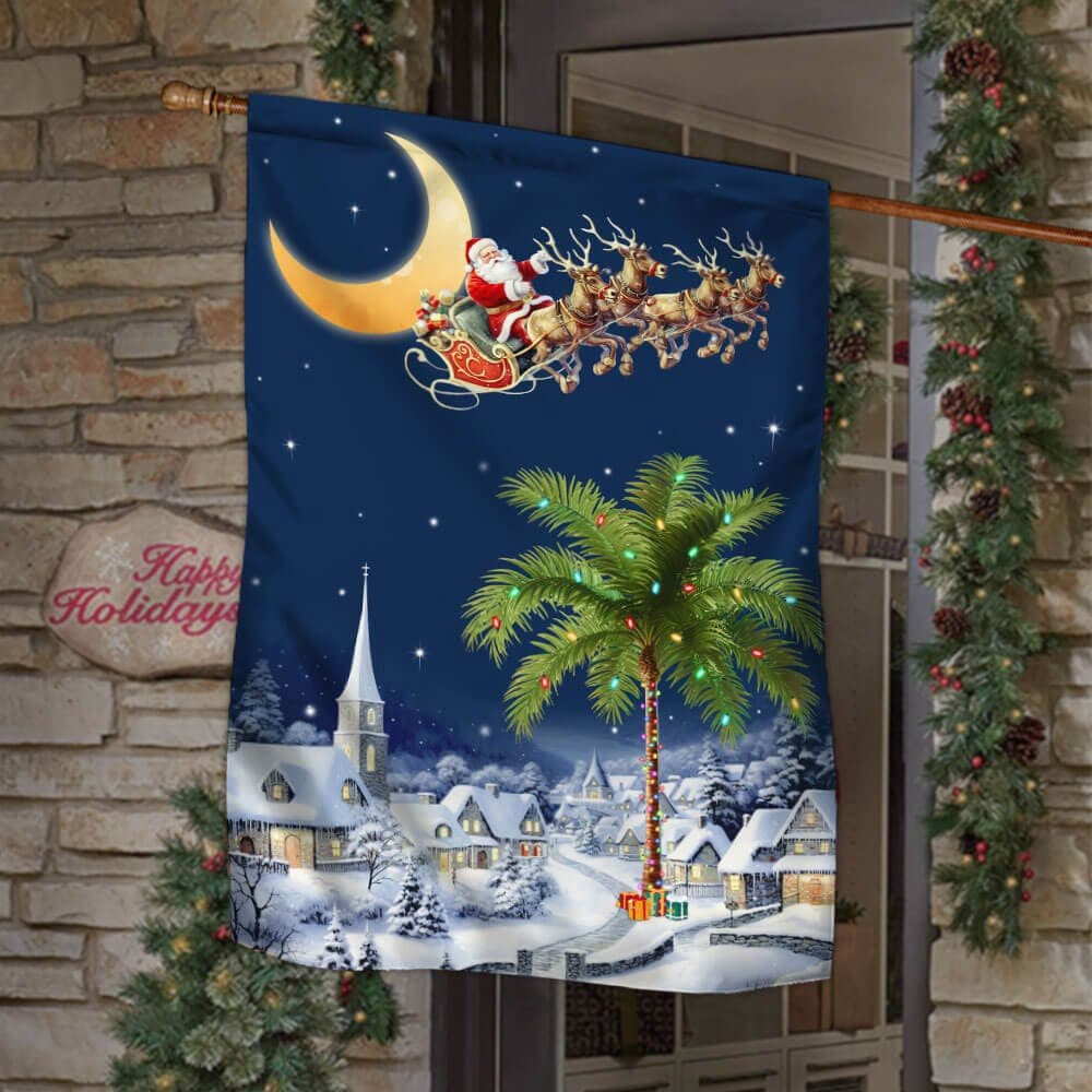 Discover South Carolina Christmas Flag with Santa Palm Tree