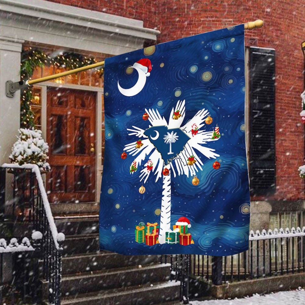 Discover South Carolina Christmas House Flag, Palm Tree Christmas Light South Carolina Flag