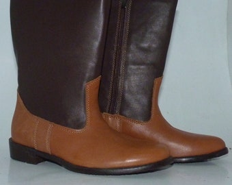 Multi colour Western high boots vegital leather and handmade sole. Gift for her, Horseback riding, Side zipper closure.