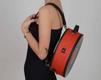 Recycled Long Play Handmade Vegan Shoulder/Crossbody/Tophandle Bag. Best gift for Him/Her. Party bag, fancy school bag