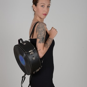 Recycled Long Play Record Crossbody/Shoulder/Backpack/Top Handle Bag. Gift for her. Party bag, fancy bag