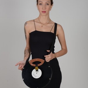 Long Play Record Vegan Bag, Recycled LP Record used. Gift for her, best nighout bag, party bag image 6