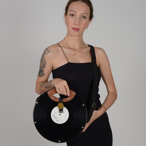 Long Play Record Vegan Bag, Recycled LP Record used. Gift for her, best nighout bag, party bag image 4