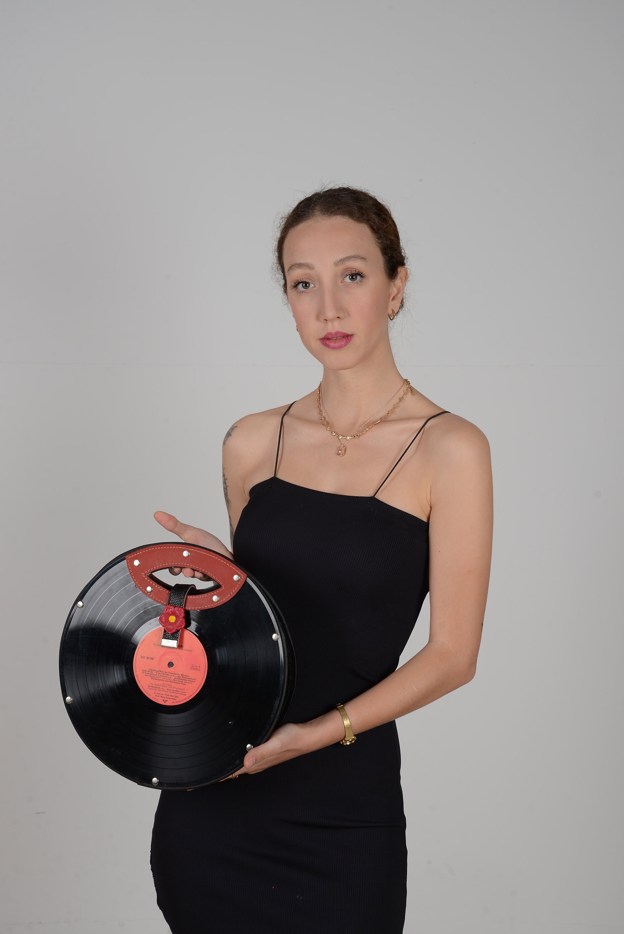 Long Play Record Vegan Bag, Recycled record used. Gift for her, nightout bag, party bag. Crossbody and handle bag