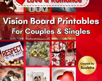 Love and Romance Vision Board Printables - Manifest Your Dream Partner, Or A Fun Activity for Couples to Deepen Connection & Couple Goals