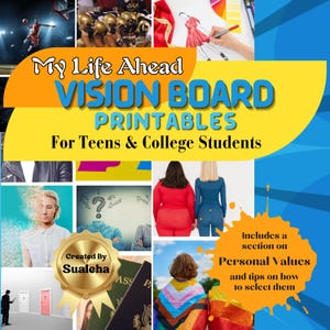 My Life Ahead Vision Board Printables | Goal Setting  Self Discovery | Success Manifesting for Teens & College Students PDF Instant Download
