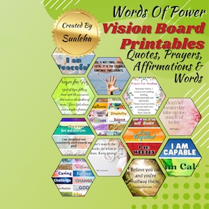 Imprimables Words Of Power Vision Board - Citations, prières, affirmations et mots pour manifester vos objectifs et vos rêves