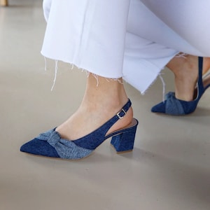 Women's denim pumps outlet